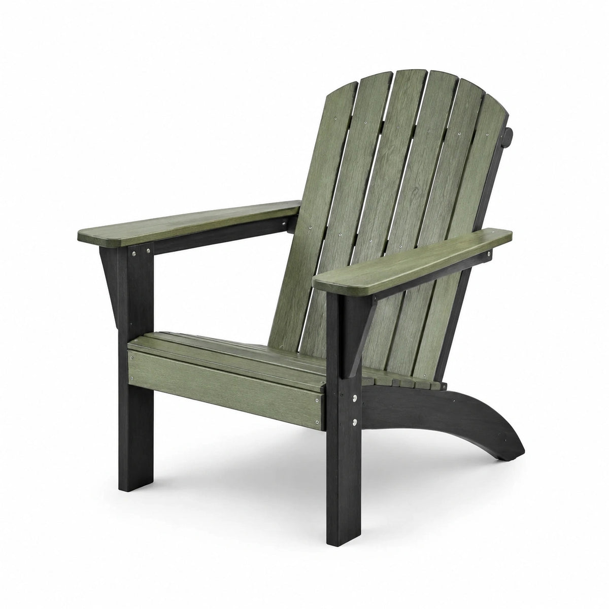 Adirondack-Sessel in Holzoptik Grün/Schwarz, 85 × 78 × 98 cm, mit breiten Armlehnen