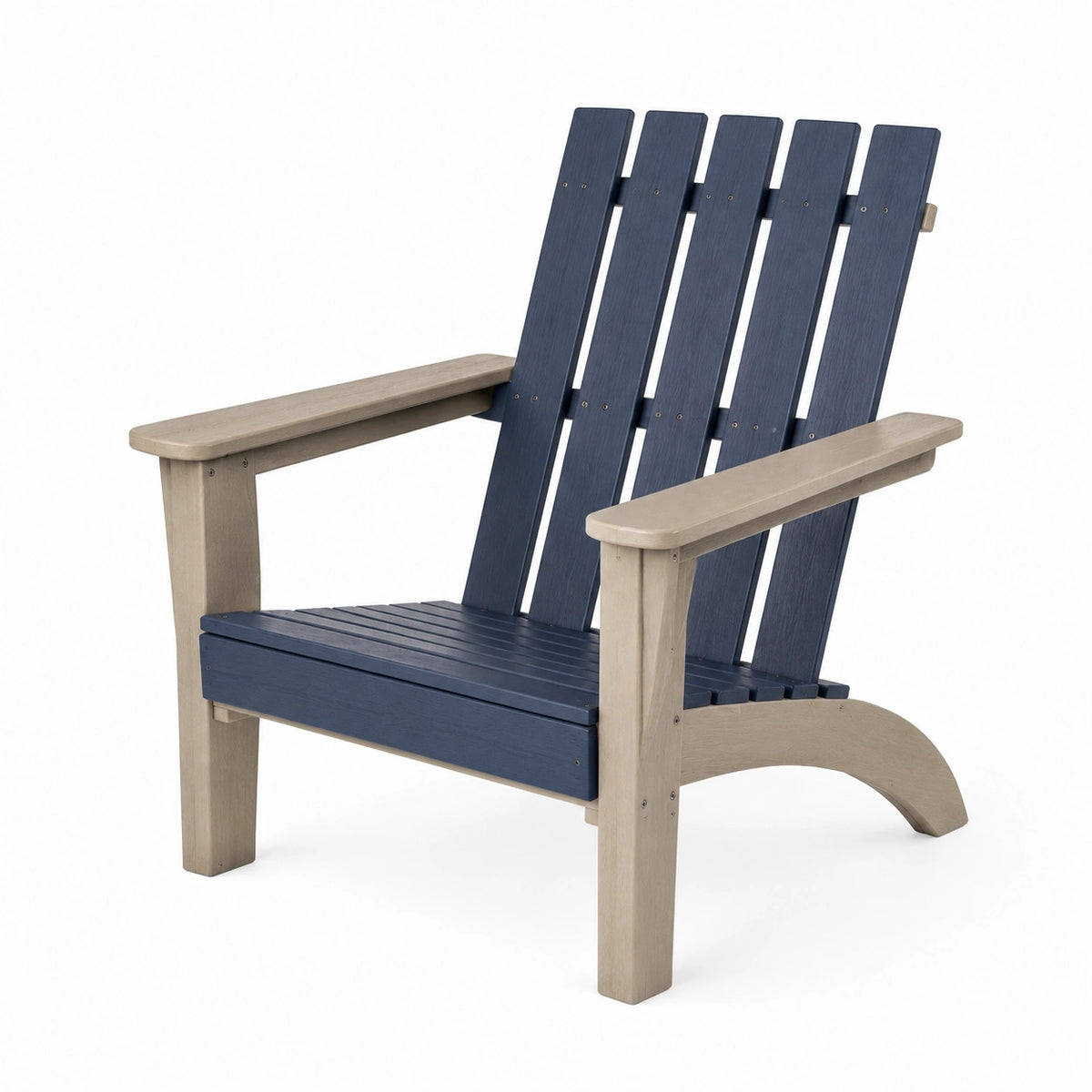 Adirondack-Stuhl in Holzoptik mit Armlehnen, Blau/Taupe, 82 x 90 x 105 cm