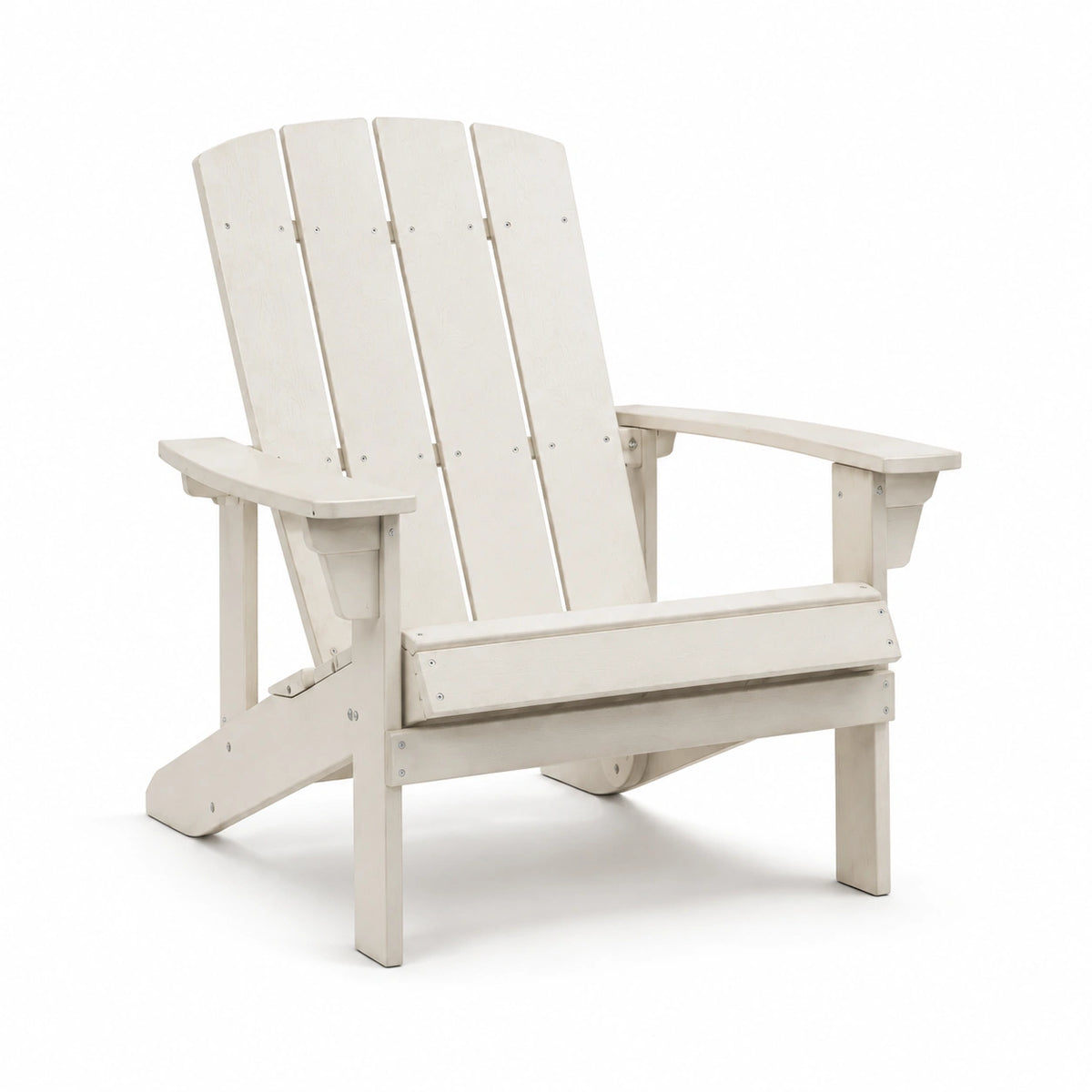 Adirondack-Sessel aus weiß lackiertem Holz mit Armlehnen, 83 × 92 × 100 cm
