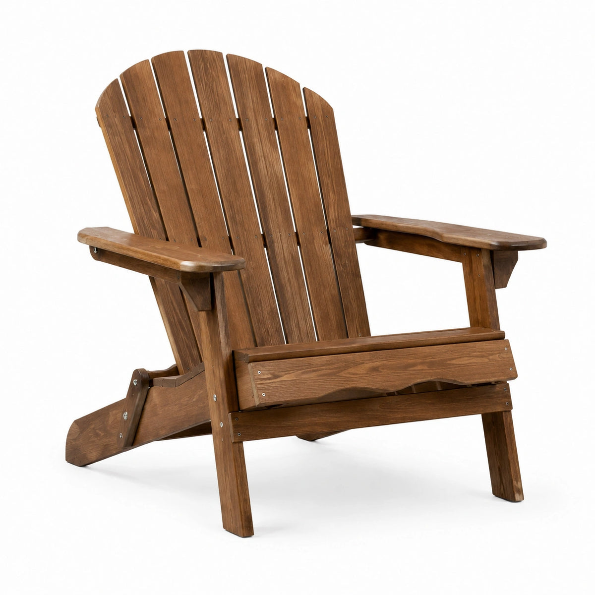 Brauner Adirondackstuhl aus Holz mit Armlehnen, 80 × 95 × 100 cm