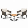3-teiliges Gartenmöbel-Set mit 2 Sesseln 70 × 75 × 80 cm und Tisch 60 × 60 × 45 cm, Beige/Anthrazit/Hellbraun