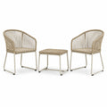 3-teiliges Balkonmöbel-Set Beige/Cremeweiß mit 2 Sesseln 58 × 60 × 80 cm und Tisch 60 × 60 × 45 cm