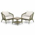 3-teiliges Gartenmöbel-Set mit 2 Sesseln und Tisch, Olivgrün/Creme, Sessel 68 × 63 × 78 cm, Tisch 60 × 60 × 45 cm