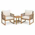 3-teiliges Gartenmöbel-Set mit 2 Sesseln 65 x 70 x 80 cm und Tisch 45 x 45 x 50 cm, Natur/Beige