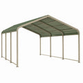 Freistehender Metall-Carport mit gewölbtem Dach, 500 × 300 × 240 cm, Grün/Beige