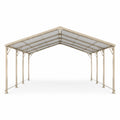 Stahl-Carport mit Polycarbonat-Satteldach, Beige/Transparent, 600 x 300 x 270 cm
