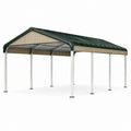 Stahl-Gartenpavillon 600 × 300 × 270 cm mit Satteldach in Grün, Beige und Weiß