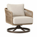 Drehbarer Geflechtsessel mit Metallgestell in Beige/Braun, 78 × 80 × 85 cm