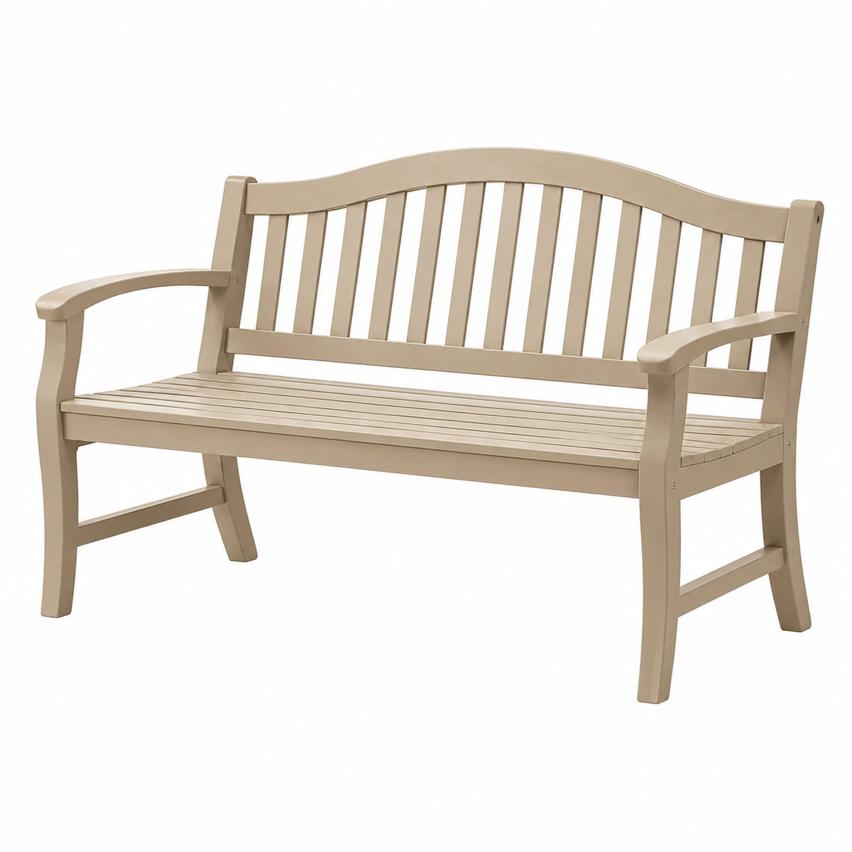 Klassische Holz-Gartenbank Beige, 122 x 61 x 88 cm, mit Armlehnen