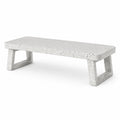Betonbank in Weiß-Schwarz, Terrazzo-Optik, 160 × 45 × 45 cm