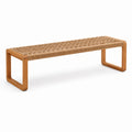 Holz-Sitzbank mit Naturfaser-Geflecht, Natur/Hellbraun, 150 × 40 × 45 cm