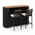 3-teiliges Bartisch-Set, 140 × 60 × 105 cm, mit 2 Hockern 50 × 55 × 105 cm, Schwarz/Walnuss/Beige/Gold