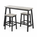 Bartisch-Set im Industriestil Grau/Schwarz, 120 × 40 × 91 cm, mit 2 Hockern 40 × 30 × 61 cm
